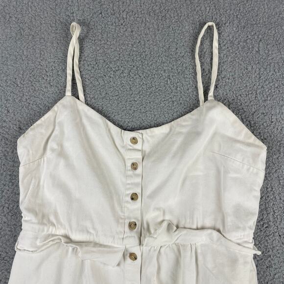 Loup Women's Small White Cotton Spandex Button Up Sleeveless Dress : Made in USA - Picture 2 of 14